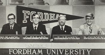 In 1968, four Fordham undergraduates—Arthur F. McMahon, George Ellard, Edward B. Leahey Jr., and Richard Ouzounian—won $20,000 in scholarship money on the College Bowl TV quiz show.