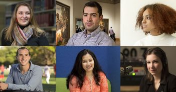 A composite image of six Fordham scholarship recipients