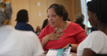 Trustee Valerie Rainford meets with Bronx high schoolers at Rose Hill