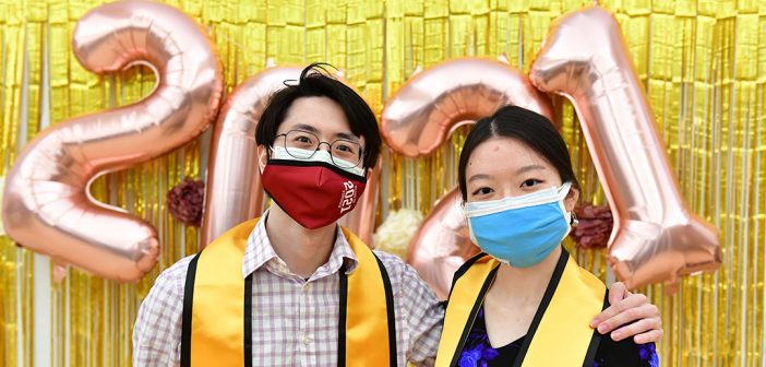 Students with yellow stoles at AAPI graduation celebration
