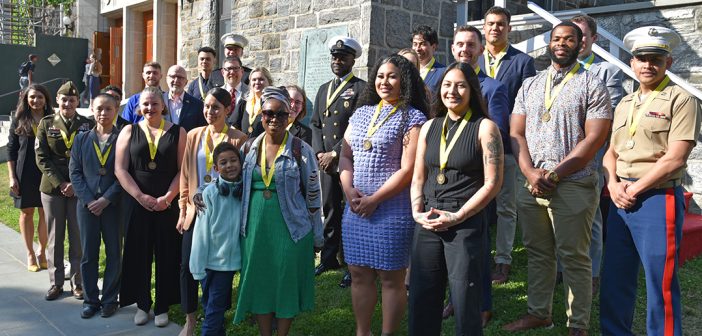 Graduating student veterans at the 2023 Yellow Ribbon Medallion and Bell Ringing Ceremony